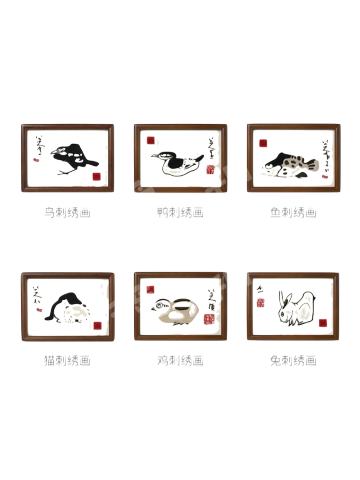 白了个眼系列刺绣画