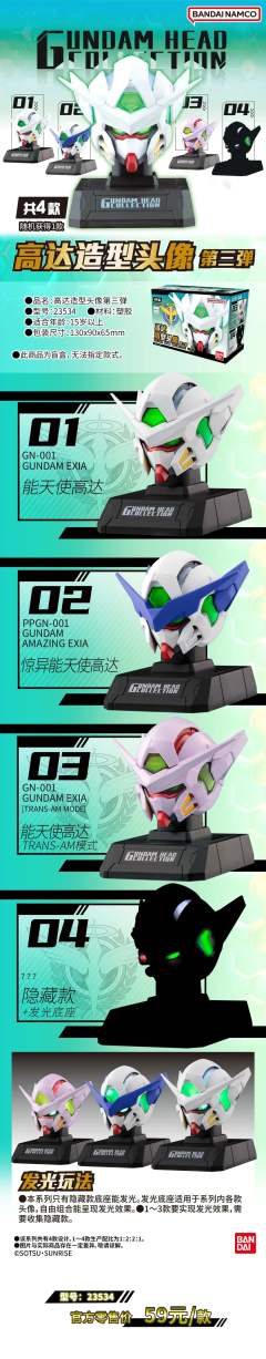 GUN DAM HEAD COLLEC TION 高达造型头像 第三弹-资料图