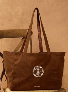 茶话弄灯芯绒双面托特包