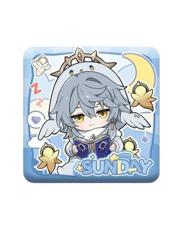 星期日-男生宿舍系列Q版方形徽章