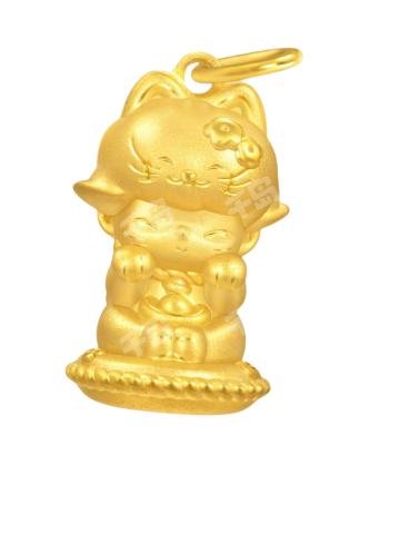 元宝猫-黄金吊坠