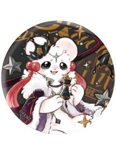 吐宝鼠-黑白对弈马口铁徽章