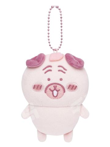 樱花色哈巴狗毛绒挂件