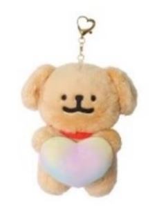 彩色心心小金毛-日本快闪13cm挂件