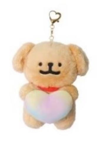 彩色心心小金毛-日本快闪13cm挂件