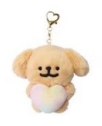 彩色心心小金毛-日本快闪8cm挂件