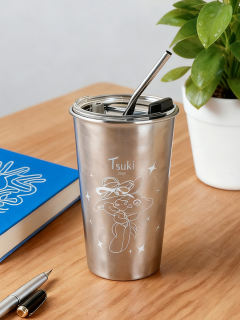 TSUKI瞬息万象系列银色吸管杯