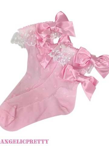 Sheer Twin Ribbon Crew Length Socks