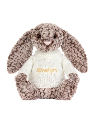 定制刺绣白毛衣害羞邦尼兔