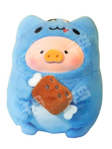 罐头猪LuLu x 咖波 - 吃货Lu胶脸毛绒挂件