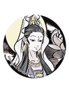 大士园形马口铁徽章-神仙同游系列