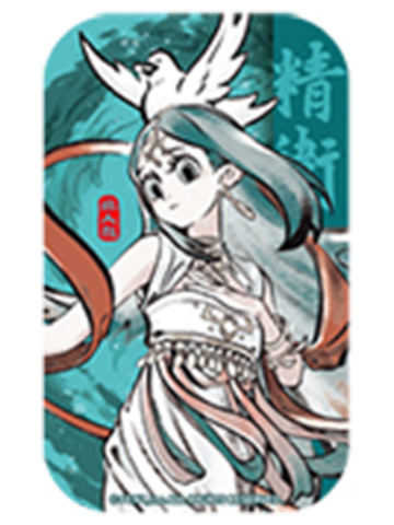 精卫方形马口铁徽章-神仙同游系列