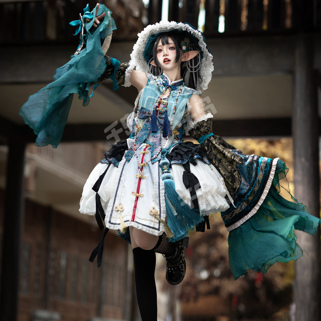FelinaeCookielolita 鸢歌鹤留双子 チャイナメイド服 コスプレ